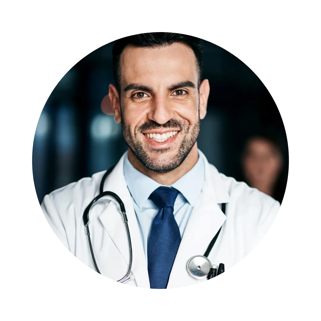 Portrait of a smiling physician wearing a stethoscope